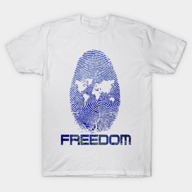 Thumbprint World of Freedom T-Shirt by TigsArts